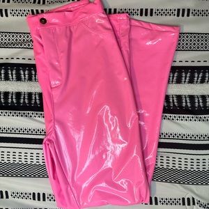 Pink leather pants